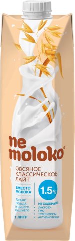 Nemoloko овсяное классическое лайт с жирностью 1,5% 1 л Nemoloko овсяное классическое лайт с жирностью 1,5% 1 л