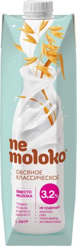 Nemoloko овсяное классическое с жирностью 3,2% 1 л Nemoloko овсяное классическое с жирностью 3,2% 1 л