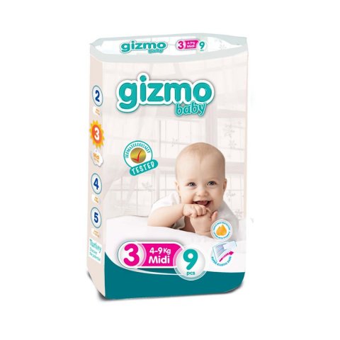 одгузники детские Gizmo Baby № 3 9 шт 4-9 кг одгузники детские Gizmo Baby № 3 9 шт 4-9 кг
