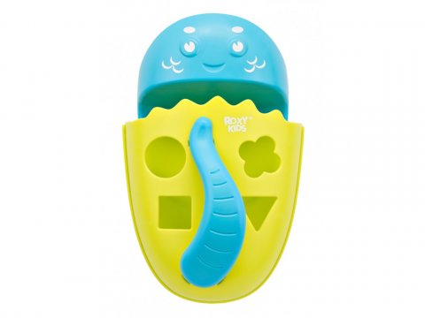 Органайзер детский ковш для ванной для игрушек для купания DINO от ROXY-KIDS c полкой, цвет зеленый Органайзер детский ковш для ванной для игрушек для купания DINO от ROXY-KIDS c полкой, цвет зеленый
