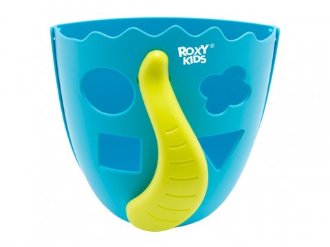 Органайзер детский ковш для ванной для игрушек и для купания DINO от ROXY-KIDS, цвет синий/салатовый Органайзер детский ковш для ванной для игрушек и для купания DINO от ROXY-KIDS, цвет синий/салатовый