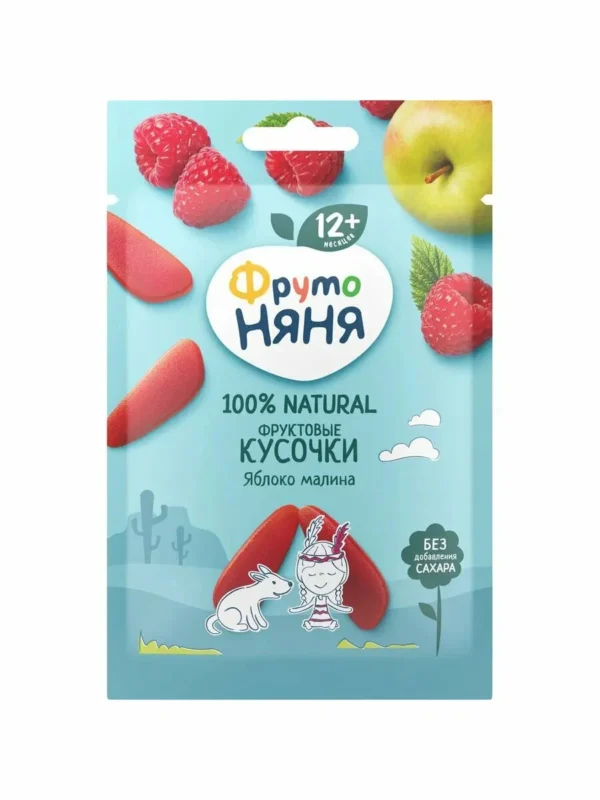 Кусочки фруктовые ФрутоНяня из яблок и малины 15г с 12 месяцев