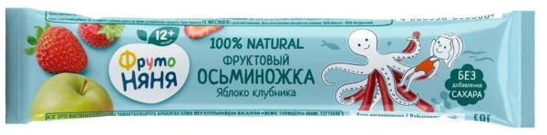 Осьминожка фруктовая Фруто-Няня яблоко-клубника 16г с 12 месяцев Осьминожка фруктовая Фруто-Няня яблоко-клубника 16г с 12 месяцев