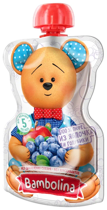 Bambolina Яблоко-Голубика пюре 100 гр. 5+ мес.