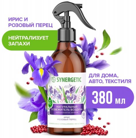 Освежитель воздуха SYNERGETIC «Ирис и розовый перец» 380мл Освежитель воздуха SYNERGETIC «Ирис и розовый перец» 380мл