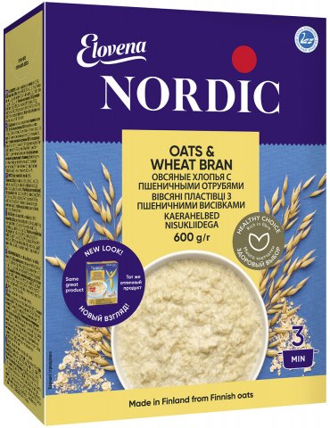 Овсяные хлопья с пшеничными отрубями NORDIC 600гр. Овсяные хлопья с пшеничными отрубями NORDIC 600гр.
