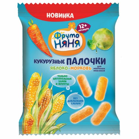 Палочки ФрутоНяня кукурузные яблоко-морковь 20г с 1 года Палочки ФрутоНяня кукурузные яблоко-морковь 20г с 1 года