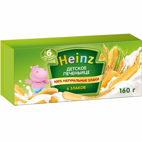 Печенье Heinz 6 злаков 160г с 5 месяцев Печенье Heinz 6 злаков 160г с 5 месяцев