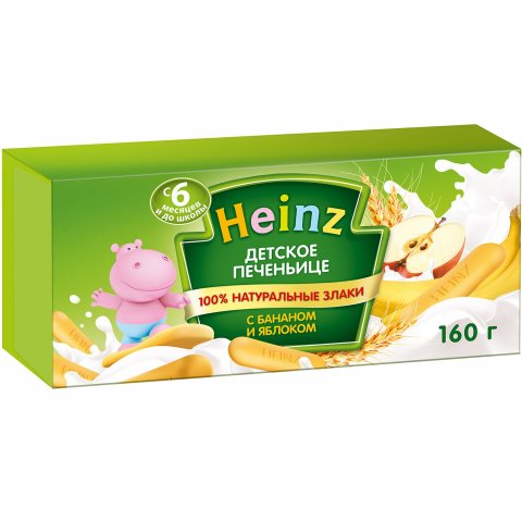 Печенье Heinz банан-яблоко 160г с 6 месяцев Печенье Heinz банан-яблоко 160г с 6 месяцев