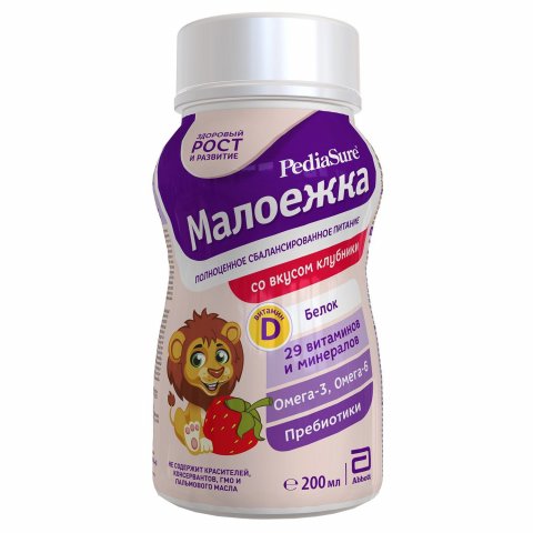 Питание PediaSure Малоежка клубника 200мл с 12 месяцев Питание PediaSure Малоежка клубника 200мл с 12 месяцев