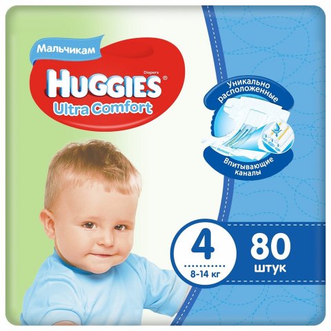 Подгузники для мальчиков Huggies Ultra Comfort 4 8-14кг 80шт Подгузники для мальчиков Huggies Ultra Comfort 4 8-14кг 80шт