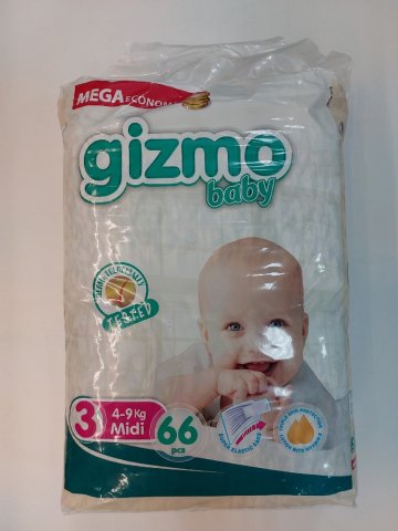 Подгузники Gizmo № 3 4-9 кг. 66 шт. Подгузники Gizmo № 3 4-9 кг. 66 шт.