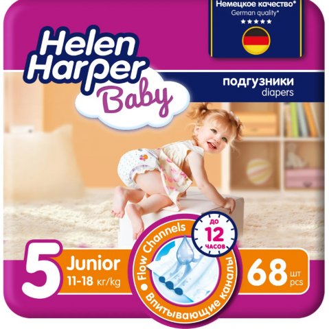 Подгузники Helen Harper Baby Junior 11-18кг, 68 шт Подгузники Helen Harper Baby Junior 11-18кг, 68 шт
