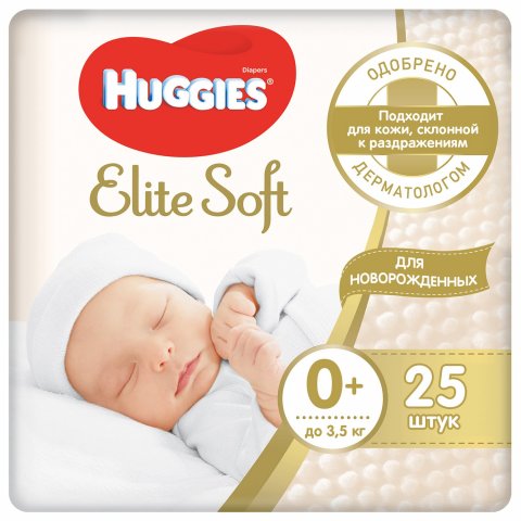 Подгузники Huggies Elite Soft для новорожденных 0 до 3.5кг 25шт Подгузники Huggies Elite Soft для новорожденных 0 до 3.5кг 25шт