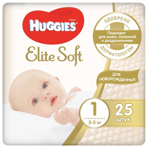 Подгузники Huggies Elite Soft для новорожденных 1 3-5кг 25шт Подгузники Huggies Elite Soft для новорожденных 1 3-5кг 25шт