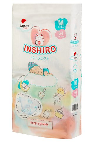 Подгузники INSHIRO размер M (6-11 кг) 64 шт Подгузники INSHIRO размер M (6-11 кг) 64 шт