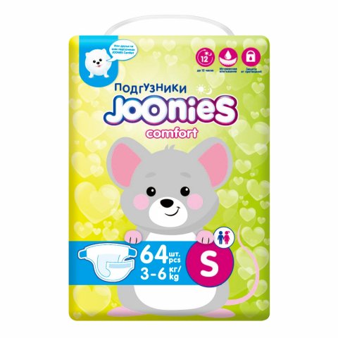 Подгузники Joonies Comfort S 3-6кг 64шт Подгузники Joonies Comfort S 3-6кг 64шт