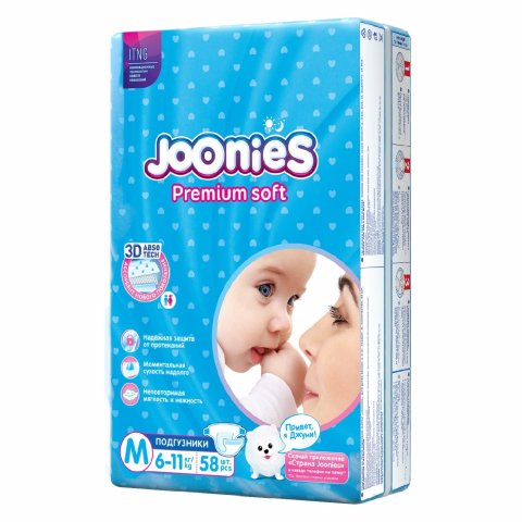 Подгузники Joonies M 6-11кг 58шт Подгузники Joonies M 6-11кг 58шт
