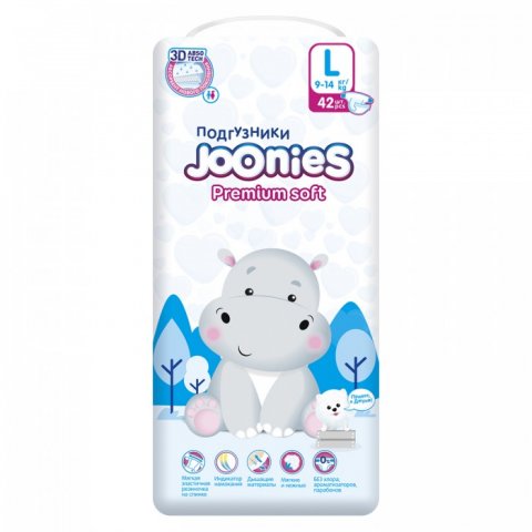 Подгузники Joonies Premium Soft L 9-14кг 42шт Подгузники Joonies Premium Soft L 9-14кг 42шт