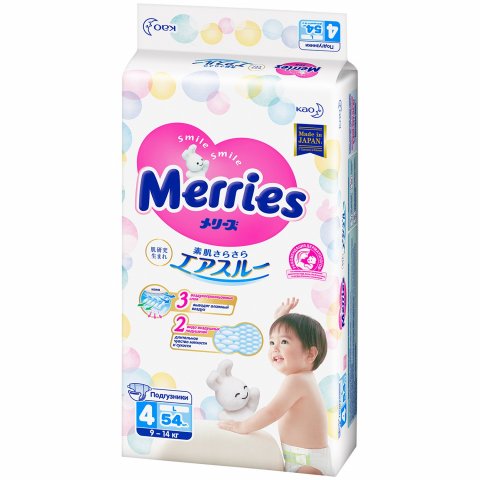 Подгузники Merries 4/L (9-14 кг) 54 шт Подгузники Merries 4/L (9-14 кг) 54 шт