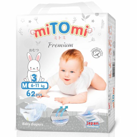 Подгузники miTOmi M (6-11 кг) 62шт Подгузники miTOmi M (6-11 кг) 62шт