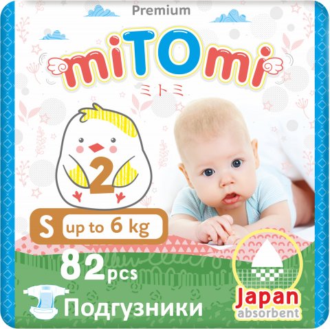 Подгузники miTOmi S (3-6 кг) 82 шт Подгузники miTOmi S (3-6 кг) 82 шт