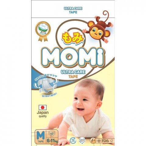 Подгузники MOMI Ultra Care, M (6-11 кг), 62 шт Подгузники MOMI Ultra Care, M (6-11 кг), 62 шт