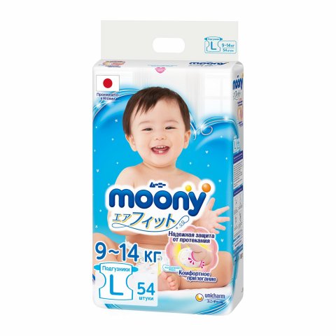 Подгузники Moony L 9-14кг 54шт Подгузники Moony L 9-14кг 54шт
