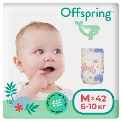 Подгузники Offspring M 6-10 кг. 42 шт. расцветка Единороги Offspring Подгузники Offspring M 6-10 кг. 42 шт. расцветка Единороги Offspring