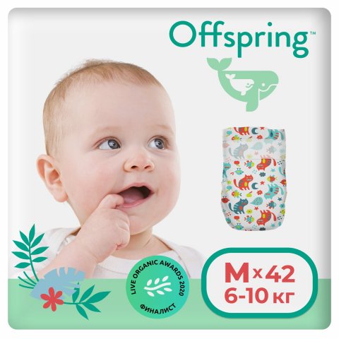 Подгузники Offspring M 6-10 кг 42 шт расцветка Котики Подгузники Offspring M 6-10 кг 42 шт расцветка Котики