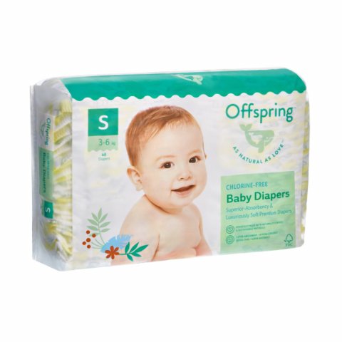Подгузники Offspring S 3-6 кг 48 шт расцветка Лимоны Подгузники Offspring S 3-6 кг 48 шт расцветка Лимоны