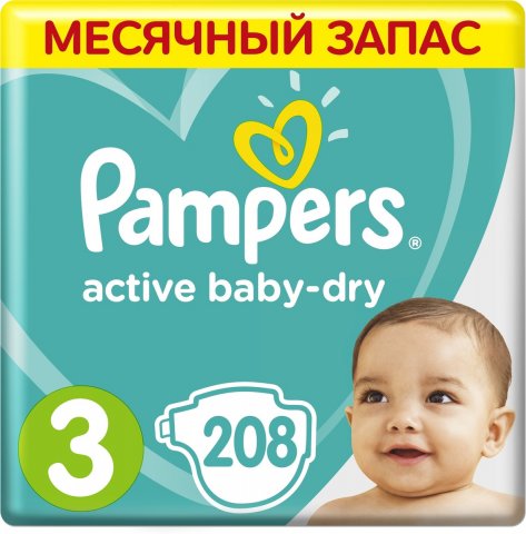Подгузники Pampers Active Baby-Dry 3 6-10кг 208 шт Подгузники Pampers Active Baby-Dry 3 6-10кг 208 шт