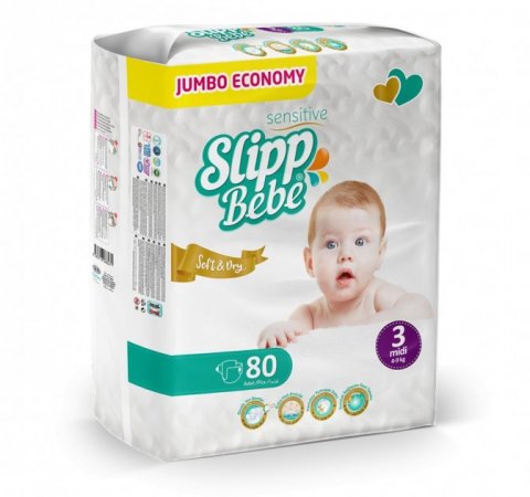 Подгузники SLIPP BEBE 3 4-9 кг 80 шт Подгузники SLIPP BEBE 3 4-9 кг 80 шт