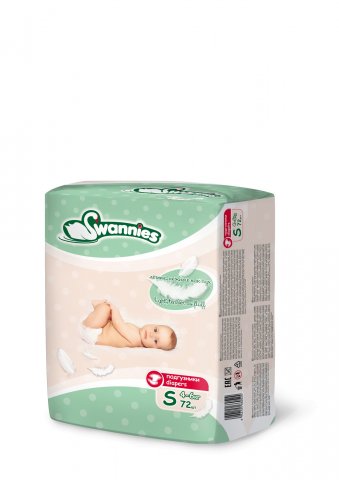 Подгузники SWANNIES S (4-6 кг), 72 шт Подгузники SWANNIES S (4-6 кг), 72 шт
