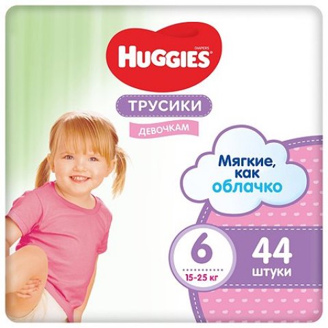 Подгузники-трусики для девочек Huggies 6 15-25кг 44шт Подгузники-трусики для девочек Huggies 6 15-25кг 44шт