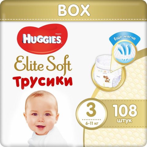 Подгузники-трусики Huggies Elite Soft 3 6-11кг 108шт Подгузники-трусики Huggies Elite Soft 3 6-11кг 108шт
