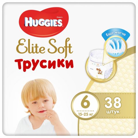 Подгузники-трусики Huggies Elite Soft 6 15-25кг 38шт Подгузники-трусики Huggies Elite Soft 6 15-25кг 38шт