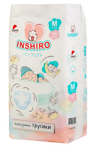 Подгузники-трусики INSHIRO размер M (7-12 кг) 58 шт Подгузники-трусики INSHIRO размер M (7-12 кг) 58 шт