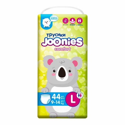 Подгузники-трусики Joonies Comfort L 9-14кг 44шт Подгузники-трусики Joonies Comfort L 9-14кг 44шт