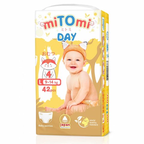 Подгузники-трусики miTOmi Day L 9-14 кг 42 шт miTOmi Подгузники-трусики miTOmi Day L 9-14 кг 42 шт miTOmi