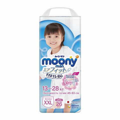 Подгузники-трусики Moony Girl XXL 13-28кг 26шт Подгузники-трусики Moony Girl XXL 13-28кг 26шт