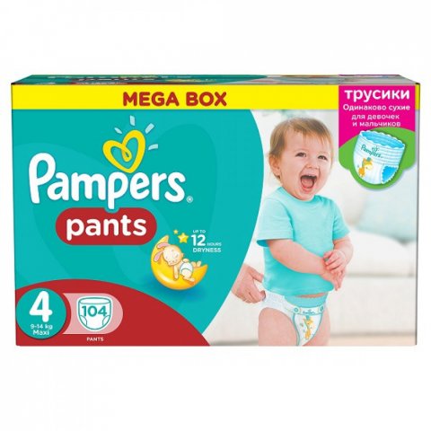 Подгузники-трусики Pampers Pants 9-15кг 104 шт. Подгузники-трусики Pampers Pants 9-15кг 104 шт.