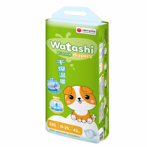 Подгузники WATASHI 5/XL 11-25кг 42шт Подгузники WATASHI 5/XL 11-25кг 42шт