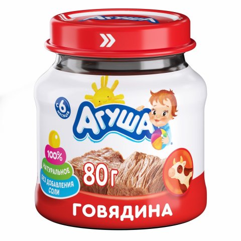 Пюре Агуша говядина 80 г с 6 месяцев Пюре Агуша говядина 80 г с 6 месяцев
