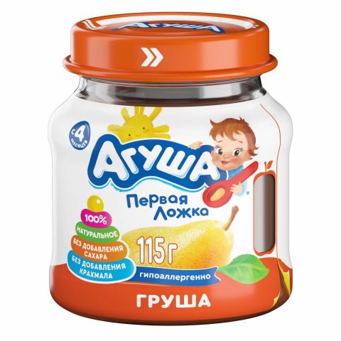 Пюре Агуша груша 115 г с 4 месяцев Пюре Агуша груша 115 г с 4 месяцев