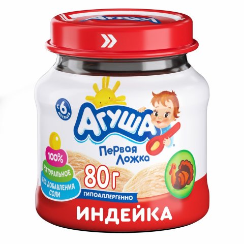 Пюре Агуша индейка 80 г с 6 месяцев Пюре Агуша индейка 80 г с 6 месяцев