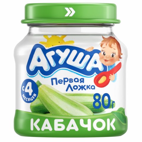 Пюре Агуша кабачок 80г с 4 месяцев Пюре Агуша кабачок 80г с 4 месяцев