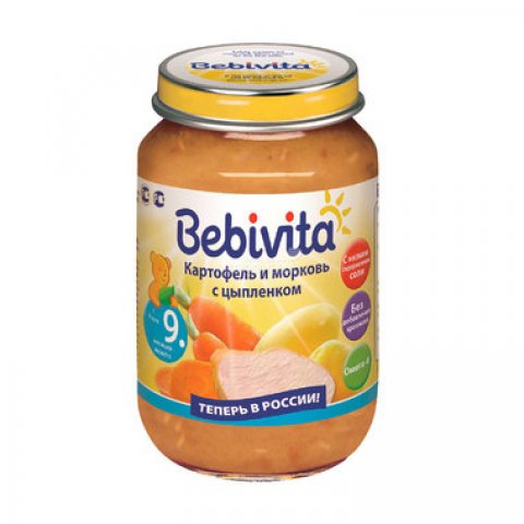 Пюре Bebivita овощи с мясом 190 гр с 9 месяцев Пюре Bebivita овощи с мясом 190 гр с 9 месяцев