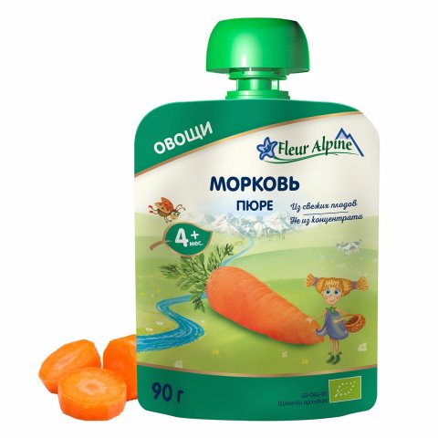 Пюре Fleur Alpine Органик морковь пауч 90г с 4 месяцев Пюре Fleur Alpine Органик морковь пауч 90г с 4 месяцев