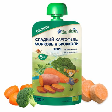 Пюре Fleur Alpine сладкий картофель-морковь-брокколи 120г с 5 месяцев Пюре Fleur Alpine сладкий картофель-морковь-брокколи 120г с 5 месяцев